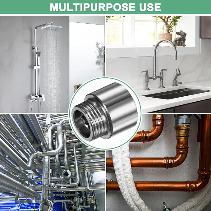 M METERXITY Shower Head Extension Arm, Stainless Steel G1/2 Male to Female Extension Pipe Fitting Adapter with PTFE Thread Seal Tape for Shower/Faucet, Pipe Plumbing Coupler 1.18"/30mm 1-Pack