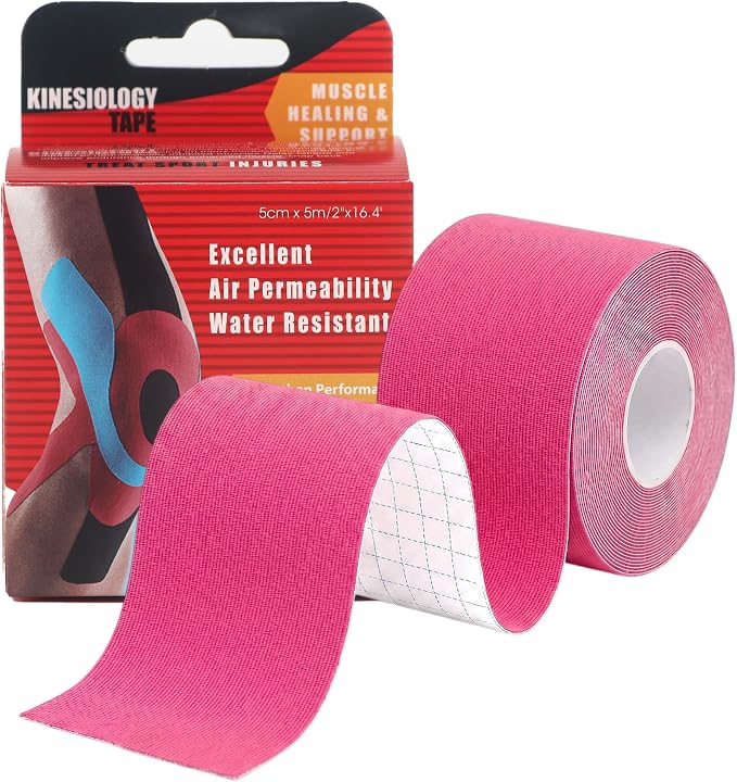 Kinesiology Athletic Tape Roll Sports Kinesio Tape for Skin Uncut | Muscle and Joint Tape Support Recovery for Knees Shoulder Elbow Ankle Neck Body Breathable Waterproof 2Inch x 16.4Ft,Hot Pink
