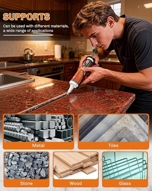 WELLUCK Dark Brown/Espresso Silicone Caulk, 100% Waterproof Caulking Silicone Sealant Flexible Adhesive, Matches Walnut, Mahogany, Jacobean, Dark Stained Oak, and Other Dark Wood finishes