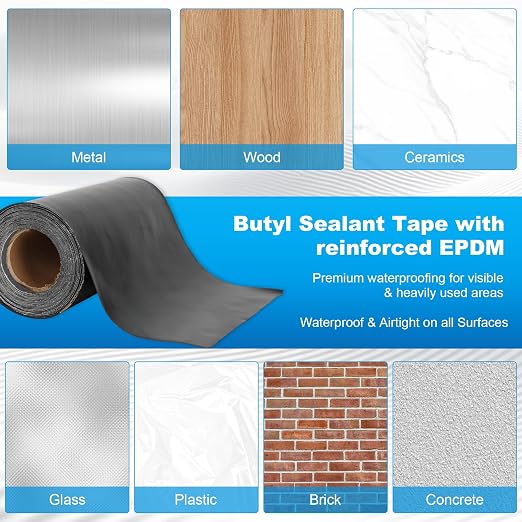 45 mil EPDM Rubber Butyl Sealant Tape - 12 Inches X 32 Feet - Black RV Roof Seal Repair Tape - Self Adhesive Weatherproof Sealing Membrane for RVs, Roofs, Windows, Joints, Vents and Crawl Spaces