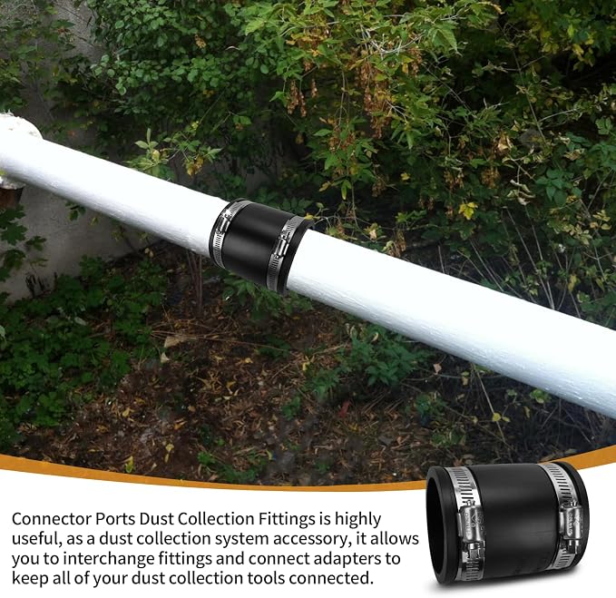 Flexible PVC Pipe Coupling with Rubber Hose Clamps for Flex Coupling 1-1/4 Inch Nominal Pipes Drain Repair, Dust Hose,Plumbing Connection,Cast Iron,Plastic Pipes Upgrade, PVC Condensate Pipe Coupler ﻿