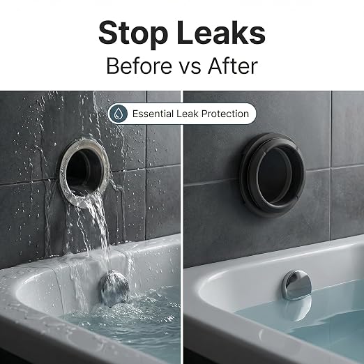 2 Pcs Rubber Waste Overflow Washer Clip On, Leak-Proof Bathtub Sink Gasket