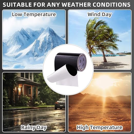 Heavy Duty Waterproof Repair Tape Multipurpose Black 4 Inch x 25 FT | for RV Awning, Tent, Tarp, Sail and Boat Cover, Outdoor Fabric Repair Patch, UVproof, Indoor Outdoor Use