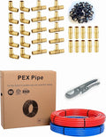 EFIELD 2 Rolls x 100 ft (200 Ft) 1/2 Inch Pex-b Pipe/Tubing | 30 Pcs 1/2-inch Barb Crimp Brass Fittings, 100 Pcs Copper Crimp Rings, Pipe Cutter(PIPE-B026)