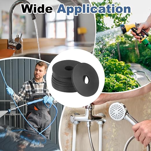 PATIKIL M10 Silicone Flat Washer, 8 Pcs 10mm ID 15mm OD Plain Washer Grommets O-Ring Sealing Gasket Spacer for Faucet Pipe Water Hose Shower Door Handles, Black