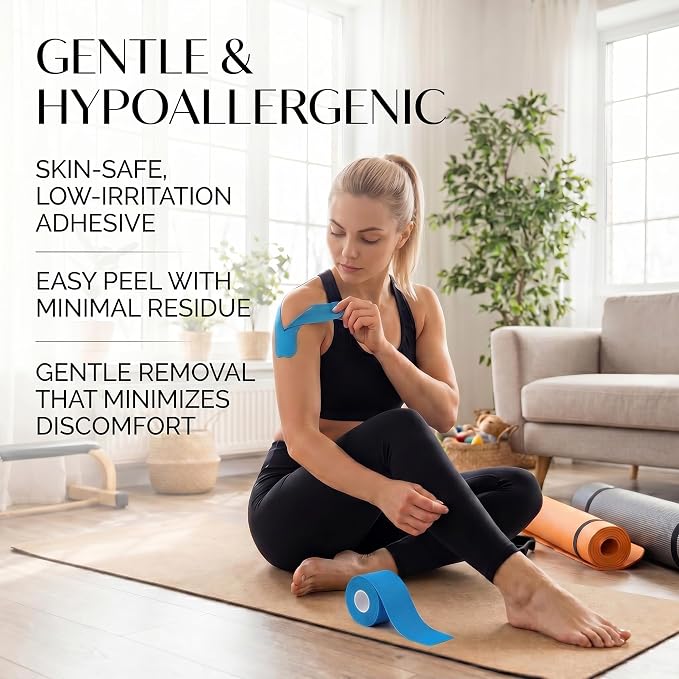 Kinesiology Athletic Tape Roll Sports Kinesio Tape for Skin Uncut | Muscle and Joint Tape Support Recovery for Knee Shoulder Elbow Ankle Neck body Breathable Waterproof 2Inch x 16.4Ft,2Cream