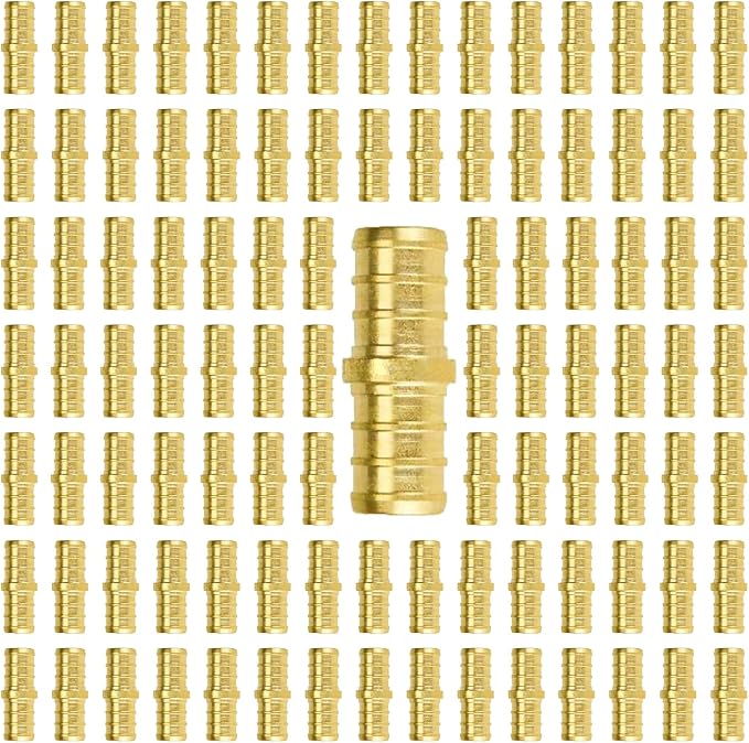 SUNGATOR 100-Pack 1/2 Inch PEX Coupling | Brass