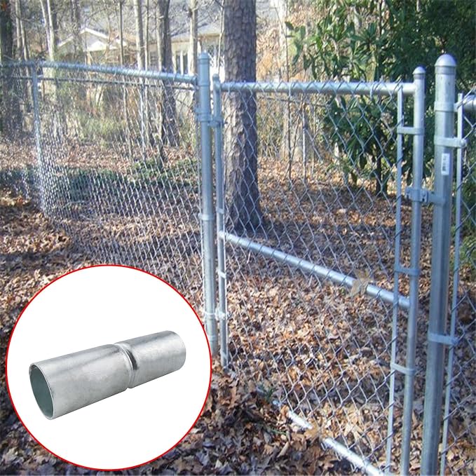CHENJIN 2PCS 1-5/8x6 inch Fence Beam Sleeve Top Rail Sleeve Steel Tube Connector Heavy Duty Chain Link Fence Hardware Pipe for Fences Dog Runs Dog Kennels Shelters Bent Broken Top Rail Pieces