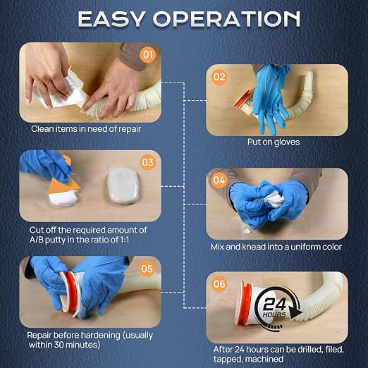 Boncart High Strength AB Epoxy Putty, 400g Steel Reinforced Repair Filler | Waterproof, Multi-Purpose, for Metal, Wood, Tile & Ceramics, Ideal for Bonding, Repairing & Sculpting (White)