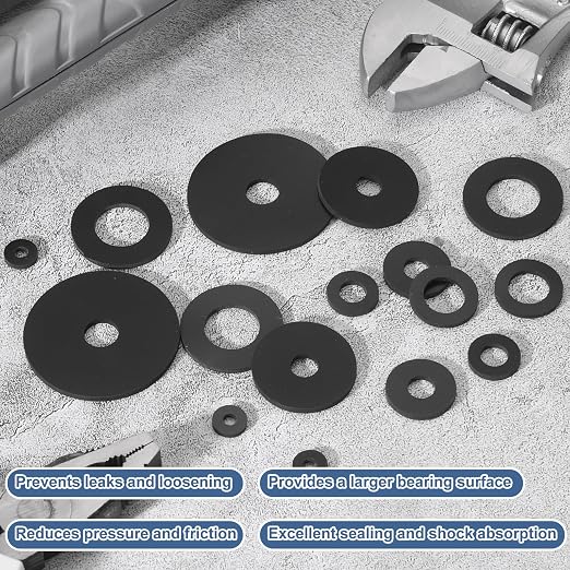 PATIKIL M20 Silicone Flat Washer, 6 Pcs 20mm ID 40mm OD Plain Washer Grommets O-Ring Sealing Gasket Spacer for Faucet Pipe Water Hose Shower Door Handles, Black
