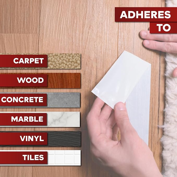XFasten Double-Sided Carpet Tape for Area Rugs, 2 Inch x 60 Yards (180 Ft), Heavy Duty Grippy Residue-Free Silicone Adhesive Keeps Rugs in Place on Hardwood, Laminate and Tile Floors