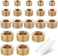 20PCS Brass Pipe Fitting Socket Plugs Kit,1/8" 1/4" 3/8" 1/2" NPT | Male Internal Hex Thread Socket Plug Fittings Assortment Kit,4 Sizes