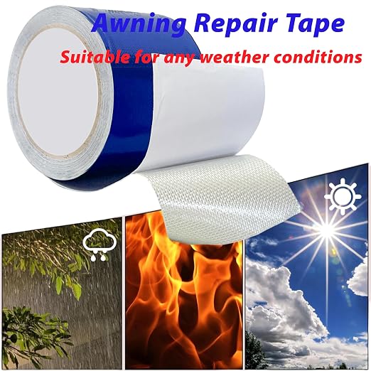 Waterproof Repair Tape for Fabric,Outdoor Repair 3.1IN x24.6FT (Blue)- for RV Roof, Tarp, Tent, Sail and Boat Cover Outdoor Repair Patch, Multipurpose Awning Repair Tape