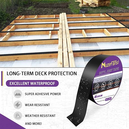 Joist Tape for Decking 16Pack, Weather-Resistant Deck Joist Tape 2 inch, Waterproof and Anti-Corrosion Joists Deck Tape,Self-Adhesive Flashing Joists Tape for Wood Decks Beams Roof