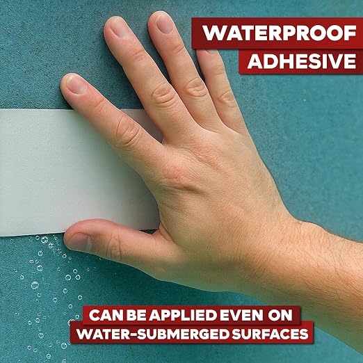 XFasten Waterproof Patch Seal Repair and Leak Shield Tape, White, 6-Inch x 5-Foot, Weatherproof Water Barrier Tape for Chimney, Roof, Boat, and HVAC Hose Repair