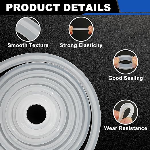 uxcell 10Pcs Silicone O Ring, 3.05" Silicone O-Rings Gasket Sealing Gasket Washers for 2.48" Clamp for Compressor Valves Pipe Repair Sink Plug Bathtub Plug Faucets, White
