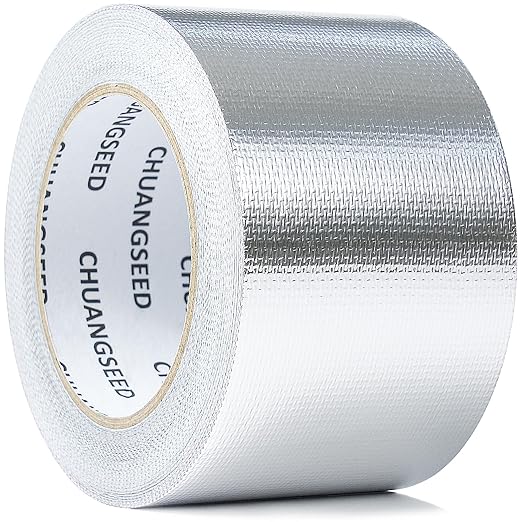 CHUANGSEED Adhesive Aluminum Foil Fiberglass Heat Shield Tape 3in x 90ft, Reflective Material Cool Tape Self-Adhesive for HVAC, Pipe, Auto,High Temp Protection