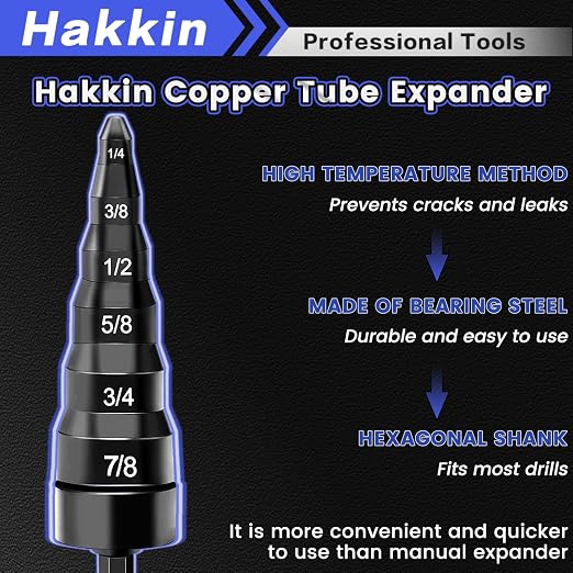 6 in 1 Copper Swaging HVAC Repair Tool with Bit Holder, Air Conditioner Copper Tube Expander, Swaging Tube Repair Boring Drill Bit, Swedge Tubing Tool with 1/4", 3/8", 1/2", 5/8", 3/4", 7/8”