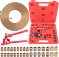 1/4" Brake Line Repair Kit with 32Pcs Fittings & 25 FT Tubing | Double & Single Brake Line Flaring Tool Kit + 25Ft 1/4 Inch Copper Coated Tube with Fittings(4 Unions Included) + Bender