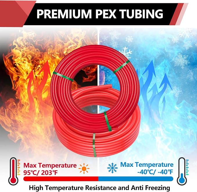 EFIELD 3/4 Inch 100 ft Pex A Pipe/Tubing Red Color | for Potable Water-Plumbing Application with a Pipe Cutter(YR100)