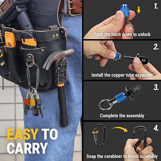 Copper Flaring Tool HVAC, 11 PCS Black, No.8 Carabiner Bit Holder | Pipe Expander Repair for Electric Drill; Carbon Steel; Mini Split Flare Kit For 1/4, 3/8, 1/2, 5/8, 3/4, 7/8 Soft Tube
