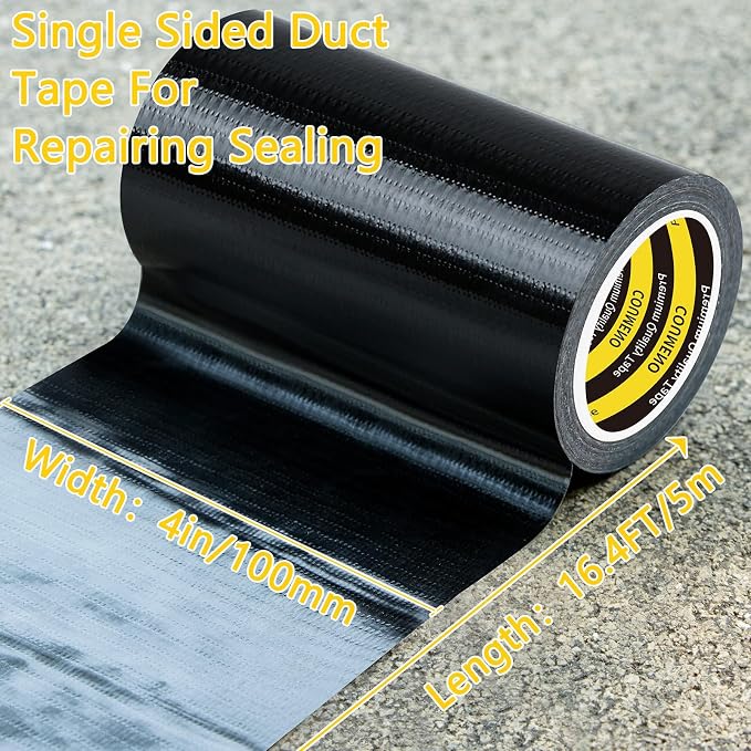 Strong Adhesive Cloth Weather Stripping Tape 4in x 16.4FT Black | Weather Sealing Strip for Sliding Windows/Doors, Draft Blocker & Insulation, Soundproof Dustproof Waterproof Windproof