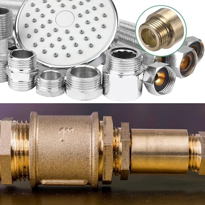 M METERXITY Shower Head Extension Arm, Brass G1/2 Male to Female Extension Pipe Fitting Adapter with PTFE Thread Seal Tape for Shower/Faucet, Pipe Plumbing Coupler 0.79"/20mm 2-Pack