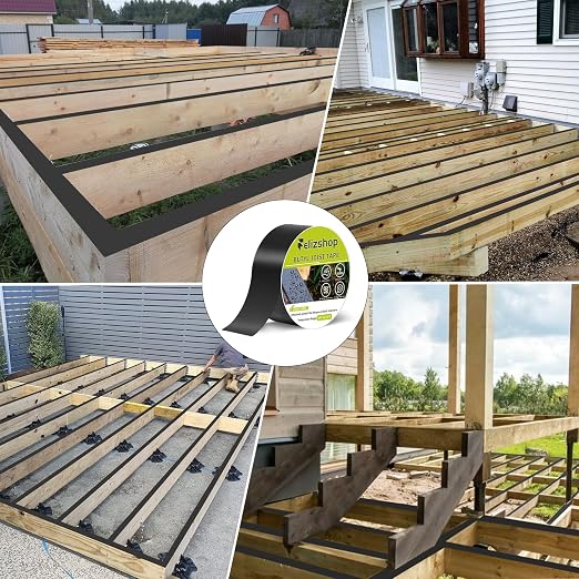 Butyl Tape, Joist Tape for Decking, 1 5/8" x 50' Deck Joist Tape Anti-Corrosion Butyl Sealant Tape Protect Your Deck Structure, Beams（4 Rolls）