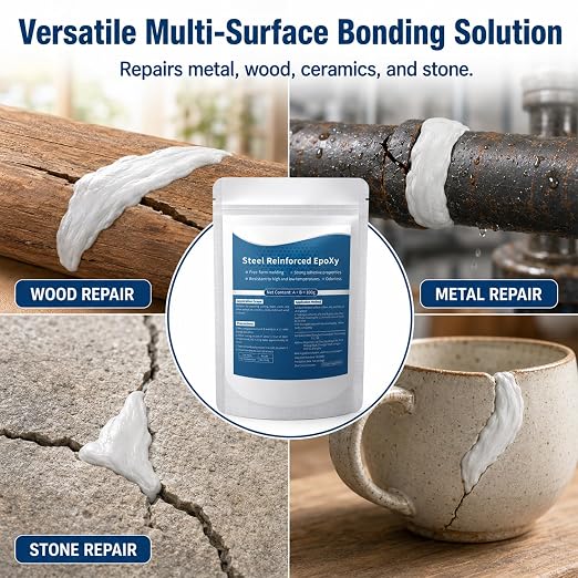 Steel Reinforced Epoxy Putty, Waterproof Heat-Resistant Epoxy Putty Repair Kit, All Purpose Filler Putty AB Epoxy Clay for Metal Wood Ceramic Stone Tile and Plastic