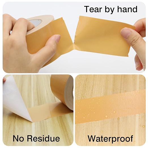 Heavy Duty Duct Tape 2 Inch X 33 Yards, 8.5 Mil Thickness, Multi Purpose Brown Duct Tape, No Residue, Waterproof and Tear by Hand - for Repairs, Industrial, Professional Use
