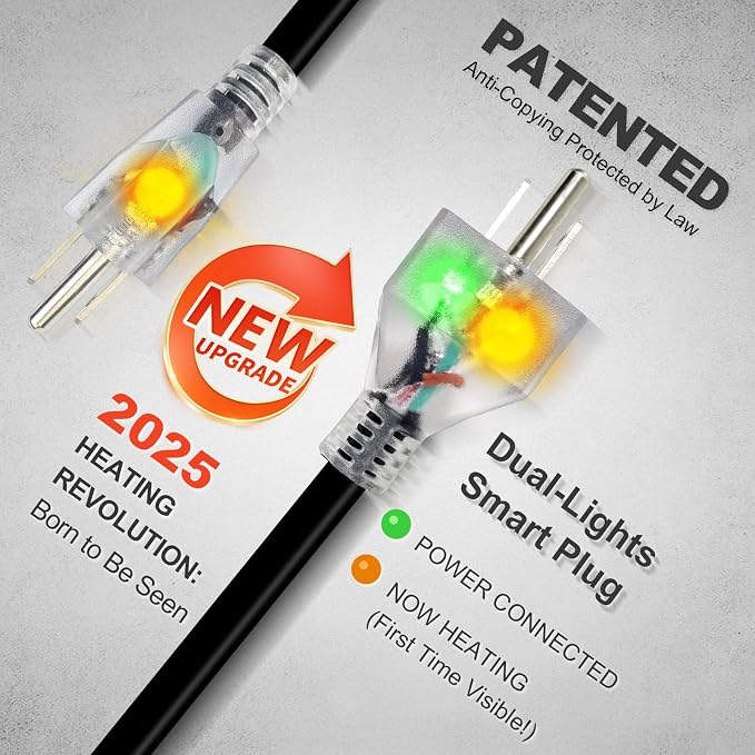 MAXKOSKO 100ft Dual Lights Self Regulating Heat Tape for Water Pipes 5W/ft | Heat Trace Cable with Thermostat, Heating Cable Freeze Protection for Metal & Plastic Pipes,Keeps Water Flowing at -40°F,120V