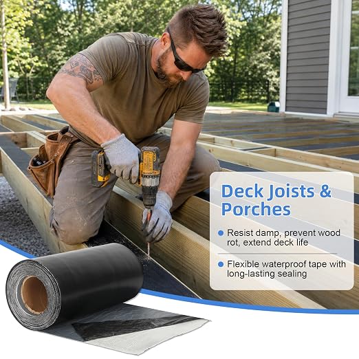 Werhoo 45 Mil EPDM Butyl Sealing Tape, 12 Inch x 32 Foot Black Self-Adhesive Weatherproof Roof Repair Membrane for Boat, Roof, Window, RV, Vent, Crawl Space