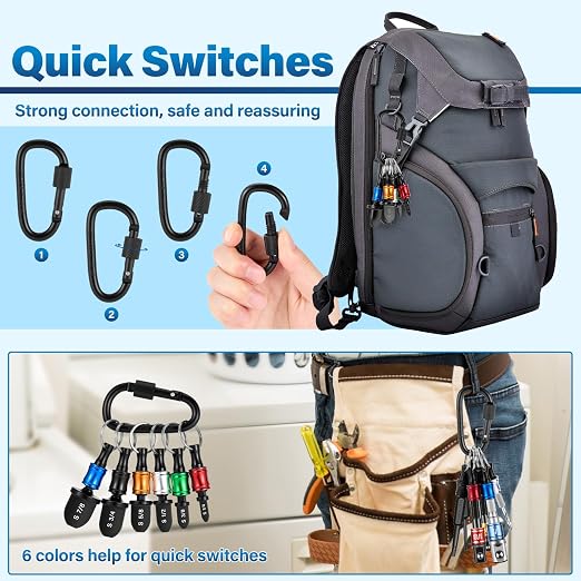 WADEO Swaging Tool HVAC Repairing Set with Bit Holder, Portable Copper Swage Tools HVAC Kit with Keychain, Air Conditioner Copper Tube Pipe Expander Drill Bit 1/4'' 3/8'' 1/2'' 5/8'' 3/4'' 7/8'' Black
