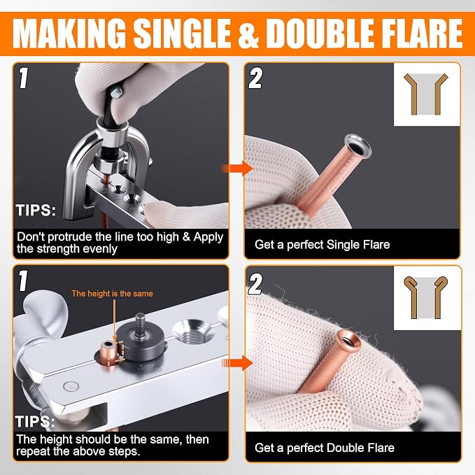 1/4" Brake Line Repair Kit with 32Pcs Fittings & 25 FT Tubing | Double & Single Brake Line Flaring Tool Kit + 25Ft 1/4 Inch Copper Coated Tube with Fittings(4 Unions Included) + Bender