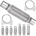 Swpeet 1Pcs 2 X 7.9 Inches Exhaust Flex Pipe with 2 Inches Exhaust U Clamp Kit, Universal Type Stainless Steel Double Braid Zinc Pipe Exhaust Flex Tube Ideal for Heavy Duty and Cars