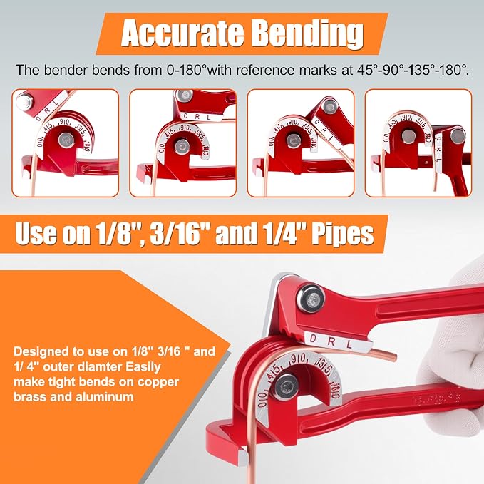 1/4" Brake Line Repair Kit with 32Pcs Fittings & 25 FT Tubing | Double & Single Brake Line Flaring Tool Kit + 25Ft 1/4 Inch Copper Coated Tube with Fittings(4 Unions Included) + Bender