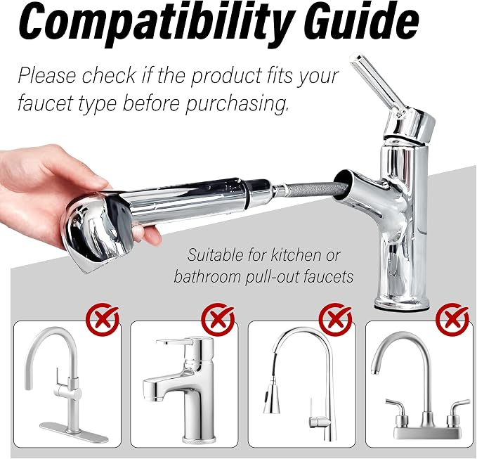 Kitchen Faucet Head Replacement,2-Function Pull Out Sink Sprayer