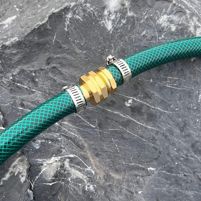 Garden Solid brass Hose Repair Connector with Clamps,Fit for Garden Hose Fitting, Male and Female Hose Fittings 10 Set (1/2-10 Set)