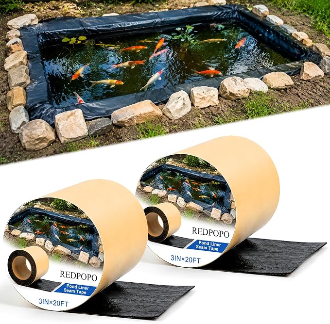 2pack Pond Liner Seam Tape, Total 3IN X 40FT Double Sided Butyl Rubber for EPDM Liners, Waterproof Tape Repair Patch for Ponds, Heavy Duty Leak Repair Seal Patch for Pond Liner Repair