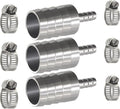 Stainless Steel Hose Barb Reducer 1" (25mm) to 5/16" (8mm) | with stainless steel hose clamps; suitable for pipe, fuel and air line repair, reducing connections and hose splicing 3-Pack