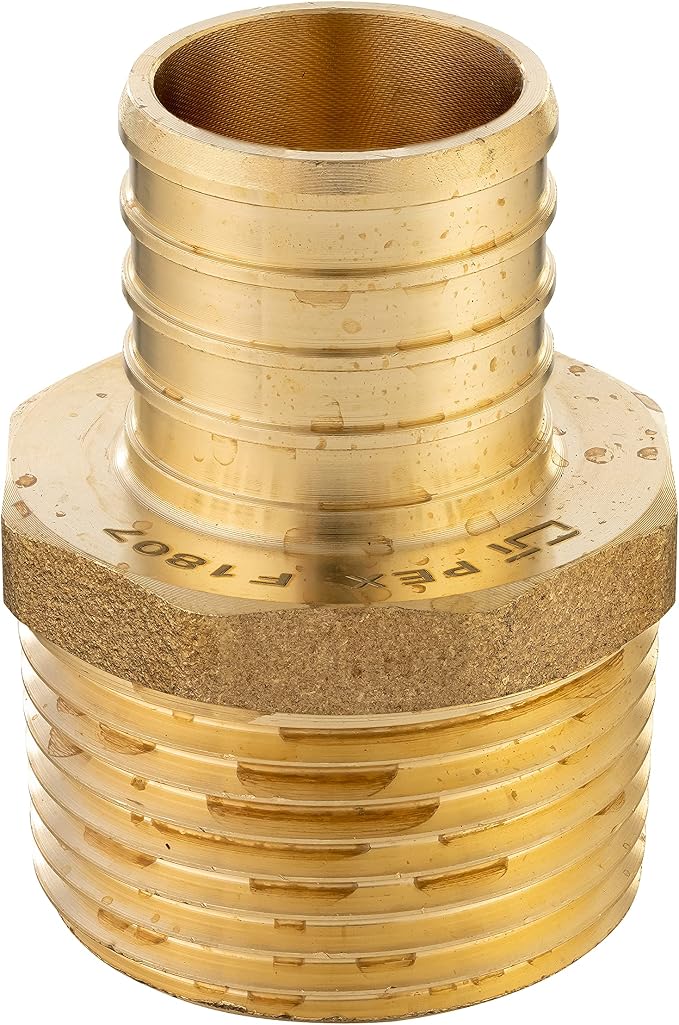 5PC Pex Barb Crimp Brass Fittings 3/4Inch x 3/4Inch NPT Male Adapter | ASTM F1807,For Potable Water-PEX1807019(5)