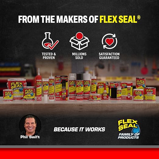 Flex Caulk, Silicone, Waterproof & Weatherproof Sealant, Strong, Indoor, Outdoor, Bath, Kitchen, Shower, Sink, Window, Baseboards, Door, RV, Roof, Wood, Glass, Tile, Marine, White, 6.5 oz, 1-Pack