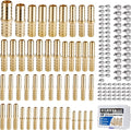 48PCS Brass Hose Barb Splicer Mender Fittings with Pipe Clamp | 1/8" 3/16" 1/4" 5/16" 3/8" 1/2" 5/8" 3/4" Barbed Fitting with 96Pcs Stainless Steel Hose Clamps for Air/Fuel/Water/Oil Hose