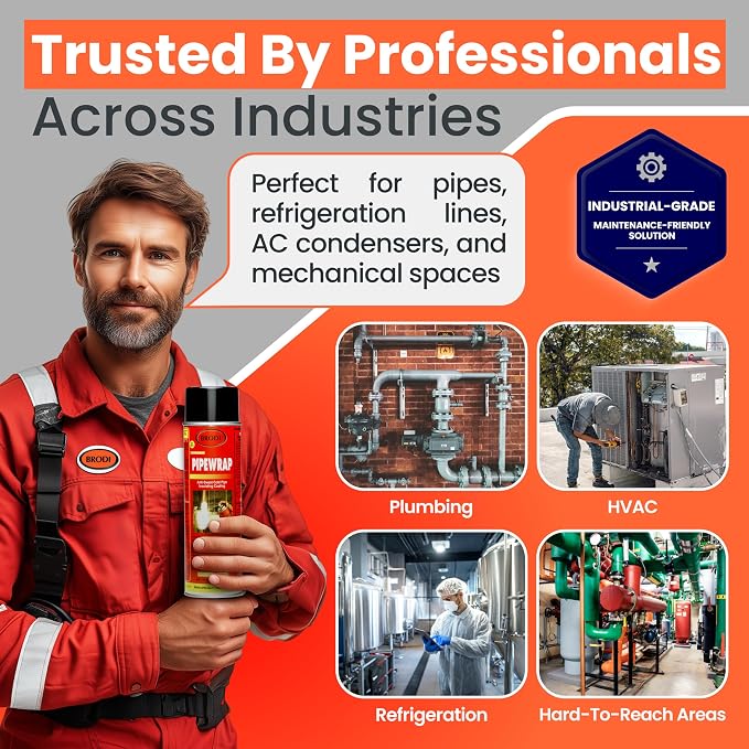 PipeWrap Pipe Insulation Spray Foam for Hard-to-Reach Areas, Fittings & Valves, Anti-Sweat Pipe Coating Spray, Stops Condensation Buildup & Prevents Dripping (Pack of 1)