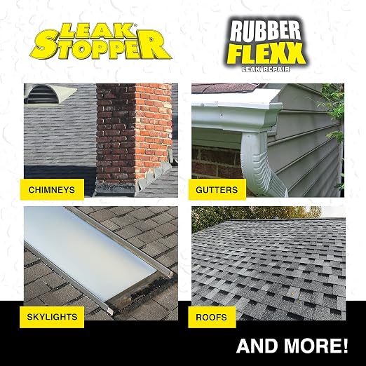 Leak Stopper Rubber Flexx – 18oz Waterproof Repair & Sealant Spray - Point & Spray to Seal Cracks, Holes, Leaks, Corrosion & More | Black – 2 cans