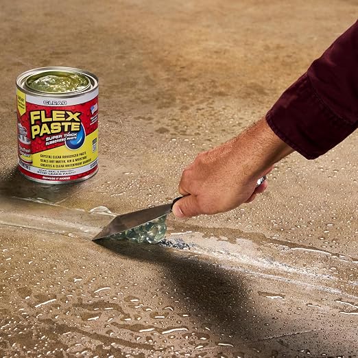 Flex Paste, Waterproof Paintable Putty, Spackle Sealant, Fill Gaps Cracks Holes - Block Out Water and Air - UV Resistant - Walls, Drywall, EPDM, Concrete, Roof, RV Repairs, Clear, Quart