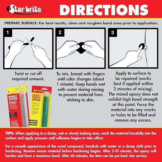 STAR BRITE Epoxy Putty Stick for Quick, Versatile, Permanent Repairs