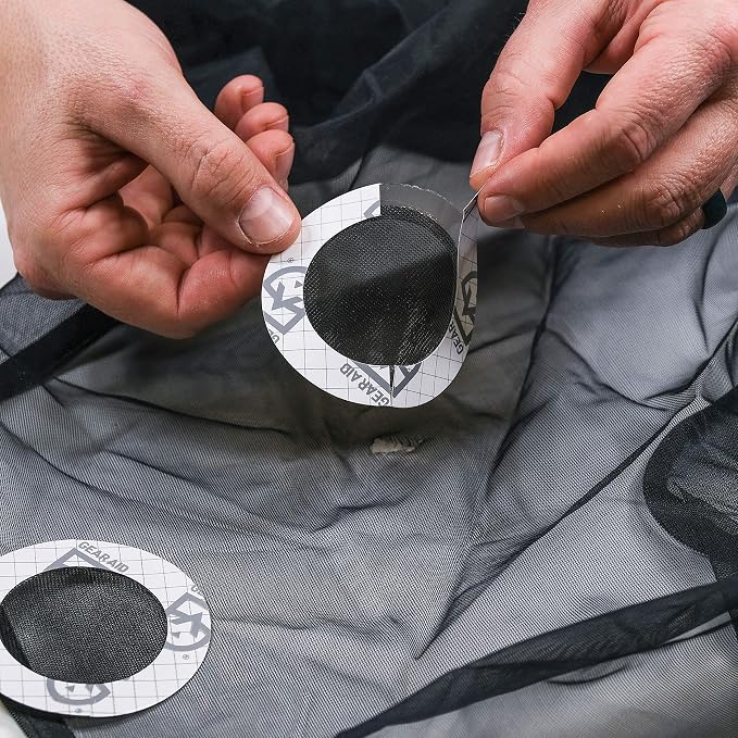Gear AID Tenacious Tape Mesh Patches for Repairing Holes in Tents, Bug Screens, Mosquito Netting, No-See-ums and More, 3” Rounds